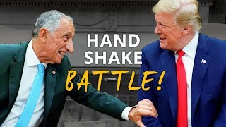 TRUMP'S Arm NEARLY RIPPED OFF In Violent Handshake Battle with Portuguese President