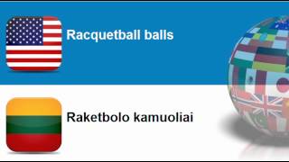 Learn Lithuanian = Topic = Racquet and court sports equipment