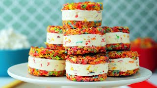 Rainbow Ice Cream Sandwich // Presented By BuzzFeed & Pebbles Cereal