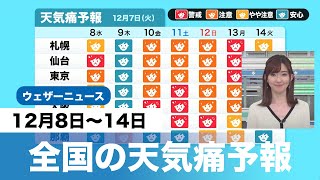 全国の天気痛予報 12月8日(水)〜14日(火)