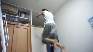 トランポリンでロフトに移動することにした