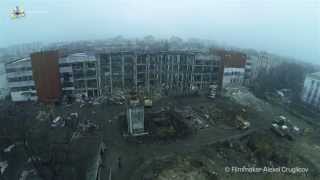 Aerial Video - Tiraspol demolition of a building