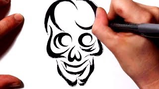 How to Draw a Tribal Skull Tattoo Design