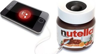 Homemade portable nutella jar speakers!