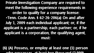 Tennessee Private Investigator PI license examination test