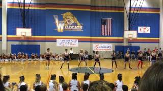 Guys dressed as girls performing at my schools pep rally