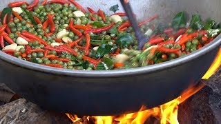 Grind Pea Eggplant With Spicy Chilies Recipe for Eating with Birds - Normal Spicy Food in my Village