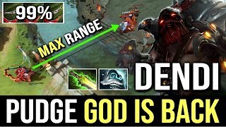 DENDI PUDGE GOD IS BACK! EPIC Pudge OMG Hook Max Range 99% WTF Dota 2