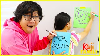 Drawing on my back challenge Mommy vs Daddy!!!