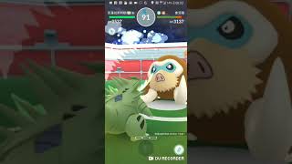 Pokemon Go - 象牙豬守塔不太强，它只用眼神防守。(video 3) Mamoswine is not strong for gym defending