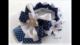 Резинка на пучок в школу МК / DIY Kanzashi Flower / DIY Hair Bun Scrunchies Headband