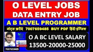 O LEVEL JOBS DATA ENTRY JOB A B LEVEL PROGRAMMER O A BC LEVEL SALARY 13500-20000-25000