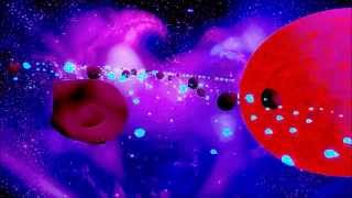 Glowing asteroid belt. Dreamscene 1280x720 px.