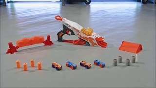 Nerf Nitro - Double Clutch Inferno - Dual Barrel Blaster - inc Toy Cars, Wheels & Obstacles