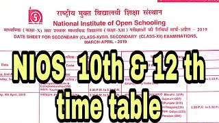NIOS  10th ,12th  Time Table 2019 ।। March / April Exam Date sheet