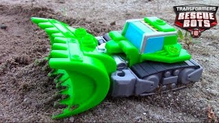 Transformers Rescue Bots Toy UNBOXING: Bulldozer Boulder Construction-Bot digging
