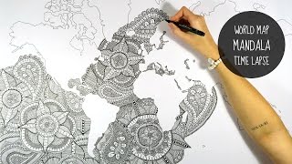 WORLD MAP MANDALA | SPEED DRAWING