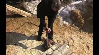 I learn to saw with Victar (electric chain saw Victar ЭПЧ-3 in use)