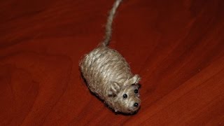 Мышка из шишки и веревки. Игрушка для кота. DIY mouse for a kitten