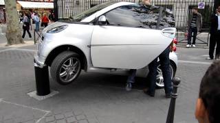 Smart Car stuck on a rising bollard