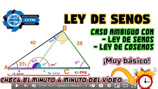 Ley de senos: Caso ambiguo con dos ángulos y dos lados | Ley de cosenos, con fórmula general