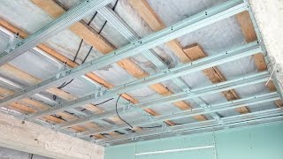 потолок из гипсокартона #18 Монтаж без подвесов на сдвоенных профилях. Drywall ceiling.