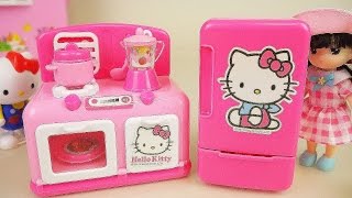 Hello Kitty Refrigerator and kitchen and baby doll toys play