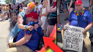 Former Bigot Offers Free Hugs + Apology at Pride Parade