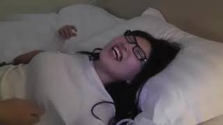 Nerdy asian girlfriend tickle
