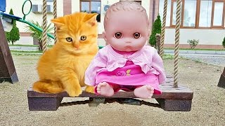 Куклы Пупсик Кормит собачку и Много кошек и котята играют с Пупсиком #5 Детский Влог Малыш Зырики ТВ