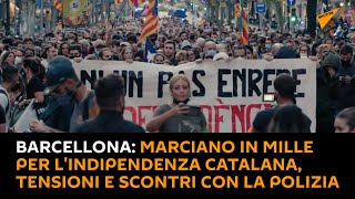 #Barcellona: marciano in mille per l'indipendenza catalana, tensioni e scontri con la polizia