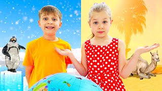 Diana dan Roma berpura-pura berwisata dan membantu hewan menemukan rumahnya / habitat hewan