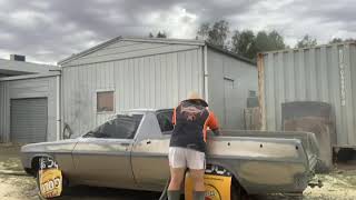Dustless sandblasting