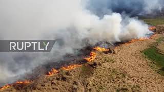 Brazil: Juquery park fire consumes bio reserve as firefighting ops continue *DRONE FOOTAGE*