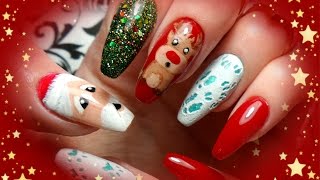 -RICOSTRUZIONE UNGHIE- REFILL NATALIZIO _ BABBO NATALE E RUDOLPH / CHRISTMAS NAIL ART DESIGN ???❄