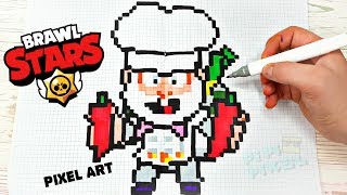 ПОВАР МАЙК из ИГРЫ BRAWL STARS РИСУНКИ ПО КЛЕТОЧКАМ -PIXEL ART
