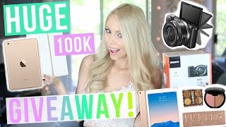 HUGE 100k GIVEAWAY! Gold iPad Mini, Sony A5000 Camera, $1000 of Skin Care + Makeup!
