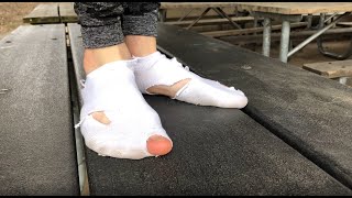 Cutting up some dirty white ankle socks