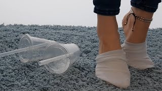 282 - crush plastic with feet & stinky sock removal - Kunststoff zertreten & Socken ausziehen ❤️