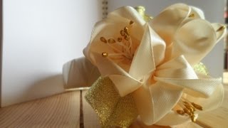 Мастер класс Как сделать тюльпан канзаши Tulip tsumami kanzashy