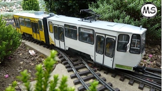 Gartenbahn - Fahrt mit selbstgebauter Straßenbahn + andere Loks