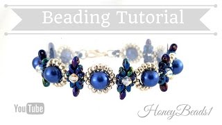 Beginners Bracelet Dear Diamonds *(4)* Beading Tutorial by HoneyBeads1 (with superduo beads)