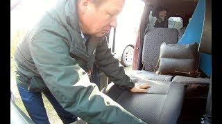 Разложим переднее сиденье в ровный пол на, ларгусе, логане, спим в машине с удобством