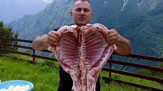 COOKING TWO LAMBS in CAUCASUS MOUNTAINS