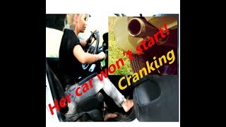 Girl can't start her car preview (Pedal pumping/ cranking)