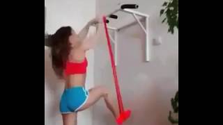 Girl on the horizontal bar