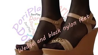 Wedge and black nylon feet