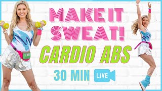 CARDIO ABS Workout | LIVE 30 Minutes At Home | Rebecca Louise