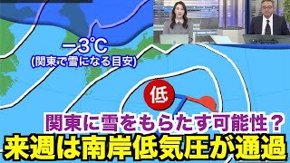 来週は南岸低気圧が通過 関東でも雨や雪の可能性