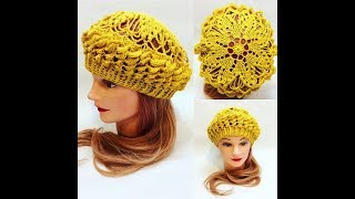 Летний ажурный берет крючком. crochet beret